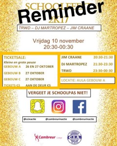 Schoolfeest CIA op 10 november
